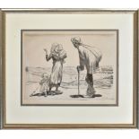 THEOPHILE ALEXANDRE STEINLEN (1859-1923); pencil signed etching, figures walking in landscape scene,