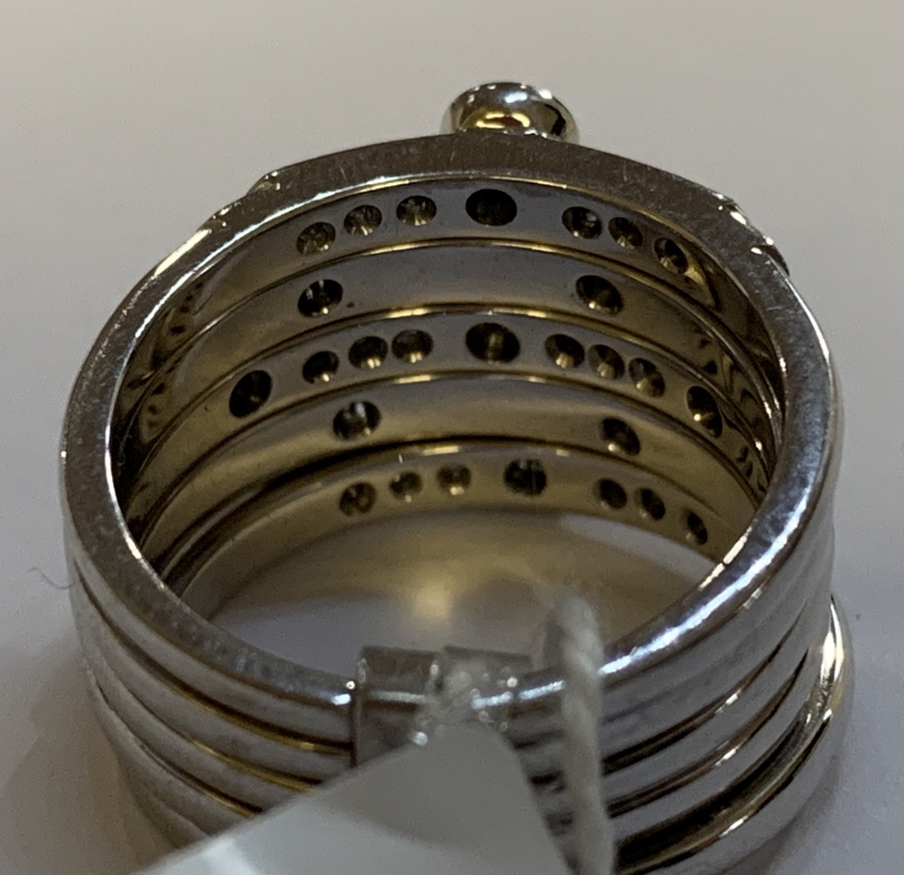 An 18ct white gold and diamond set six section ring with nine principal stones, size M 1/2, approx - Image 4 of 4