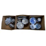 A large collection of 19th century and later blue and white, various factories including Spode and