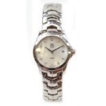 TAG HEUER; a lady's stainless steel cased 'Link' bracelet watch, the mother of pearl effect dial set