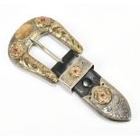 BOHLIN CO OF HOLLYWOOD; an unusual 1940s sterling silver and 10ct yellow gold mounted buckle with