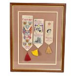 Three royal commemorative woven silk bookmarks, comprising 1937 coronation, marriage of Princess