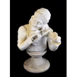 AFTER BOTTIGLIONI; a decorative marble bust of an elderly gentleman playing the violin, impressed
