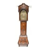A 19th century Dutch longcase clock, the walnut case with marquetry inlay, the brass face with