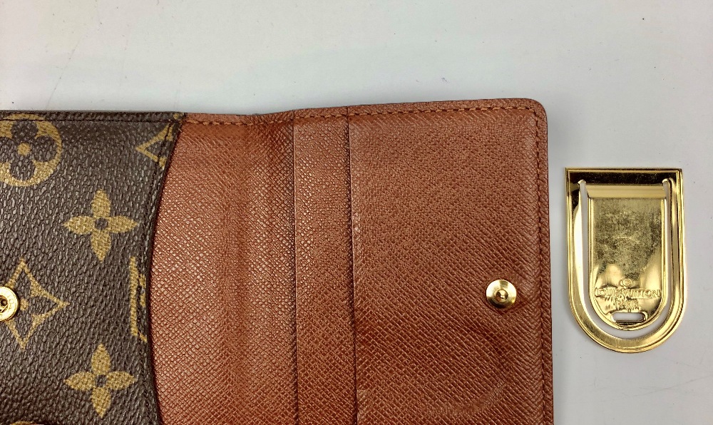 LOUIS VUITTON; a Monogram canvas money wallet, and gold money clip. - Image 2 of 2