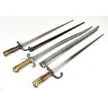 Three French 19th century bayonets including Chassepot example, signed to blade back 'Mre Impale