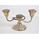 CHARLES S GREEN & CO LTD; an Elizabeth II hallmarked silver triple sconce twin branch candelabra