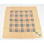 BURBERRY; a vintage classic check silk square scarf, 75 x 75cm.