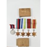 A WWII medal group of five awarded to Eric Earnest Cowley comprising War Medal, Africa, 1939-1945,