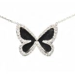 MESSIKA OF PARIS; an 18ct white gold and diamond butterfly necklace, approx 6.4g.