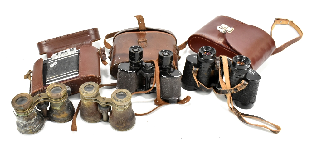 CARL ZEISS JENA; a cased pair of 'Jenoptem' 8x30 W binoculars, a further pair by Gavet of Paris, two