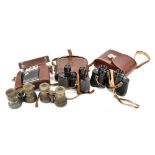 CARL ZEISS JENA; a cased pair of 'Jenoptem' 8x30 W binoculars, a further pair by Gavet of Paris, two