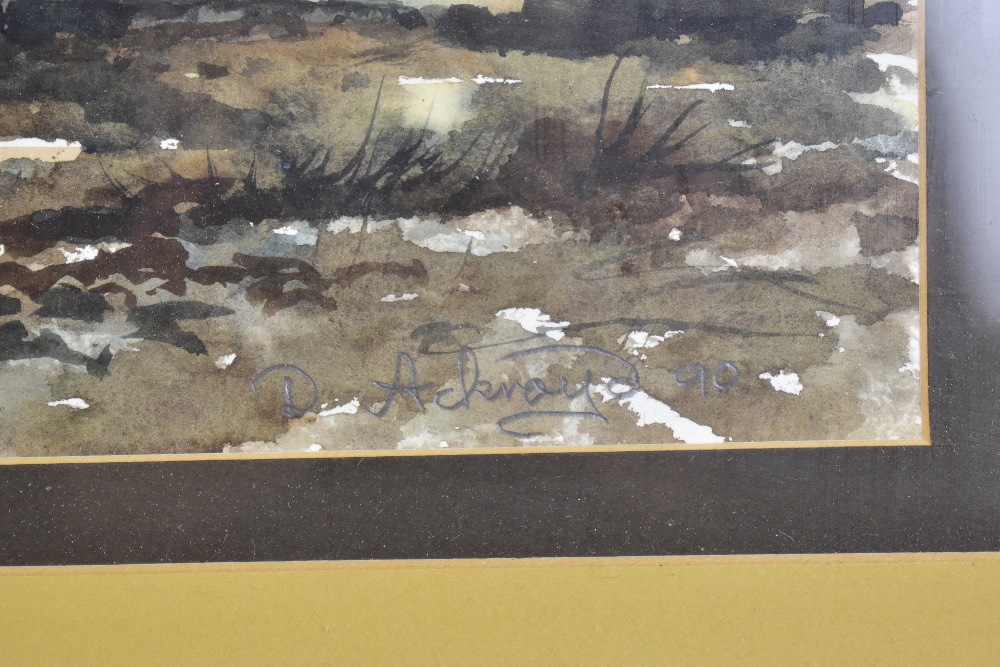 DENNIS ACKROYD (20th century); watercolour on paper, 'North Yorks Moors, Pickering', signed lower - Image 3 of 4