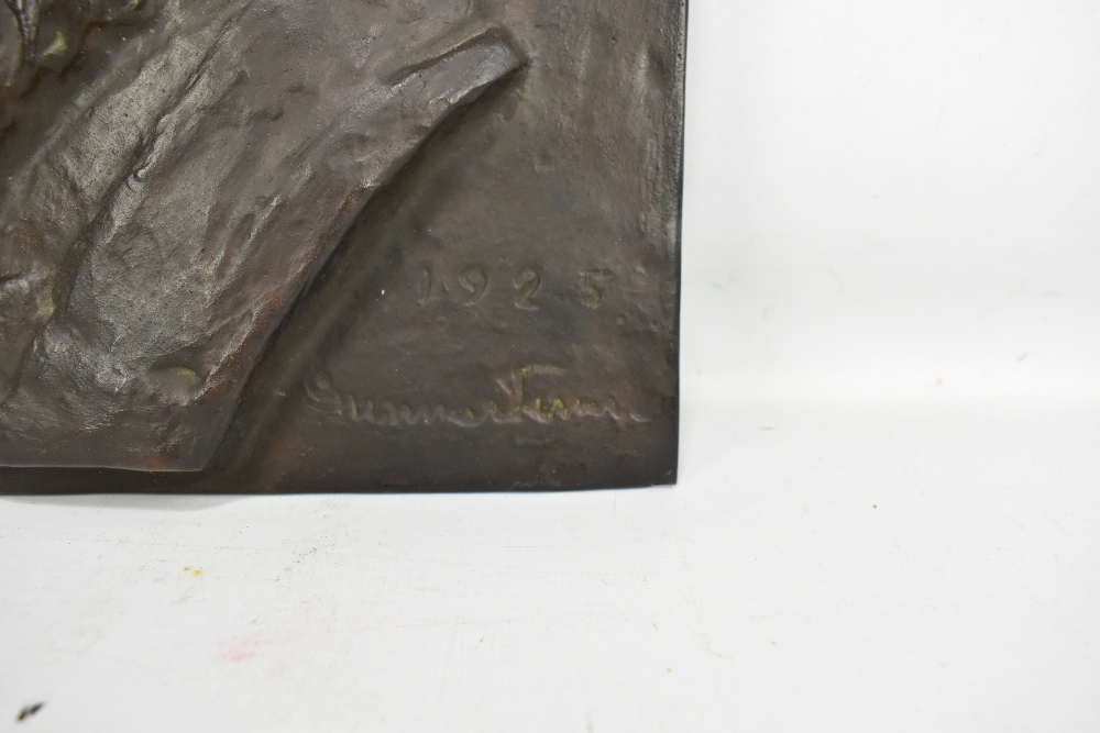 A bronze wall plaque with relief portrait bust of James Gable, indistinctly signed Gunner and - Image 2 of 2