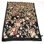 PAUL SMITH; 100% silk long black and floral print scarf with signature, 172 x 60cm.