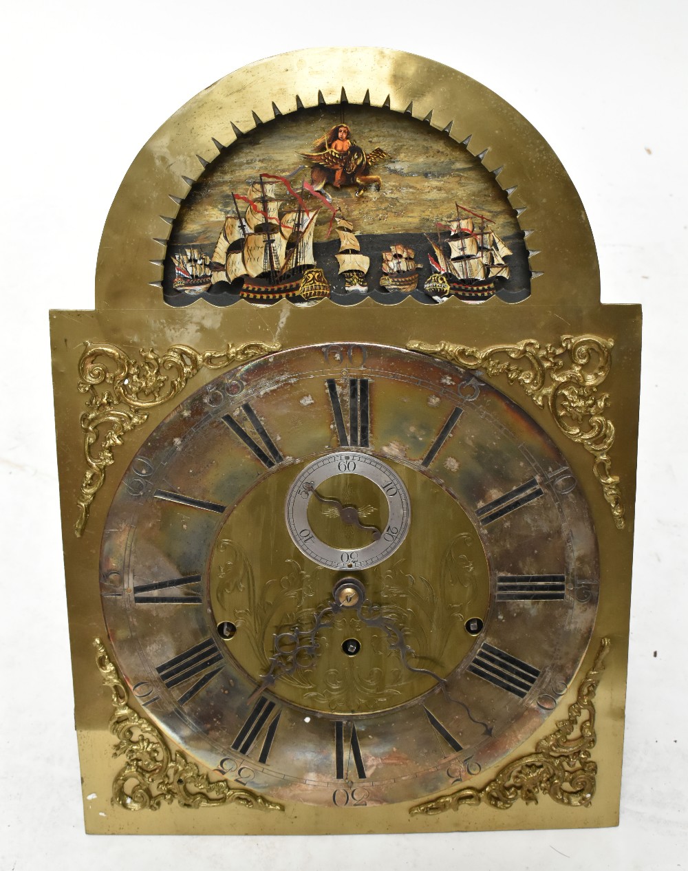 A 19th century Dutch longcase clock, the walnut case with marquetry inlay, the brass face with - Image 7 of 17