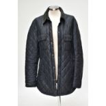 BARBOUR; a blue gentleman's Barbour navy quilted jacket, size L.