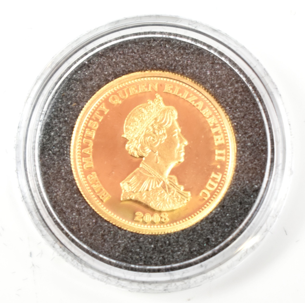 A Tristan Da Cunha Trafalgar 1/3 guinea, 22ct gold, proof, approx 2.8g, encapsulated and cased - Image 3 of 7