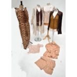 MARC JACOBS; a pink silk blouse, size US 8, a Roberto Cavalli brown satin and leather trim shirt,