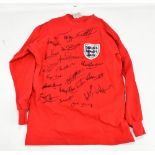 ENGLAND; a 1966 replica cotton long sleeved home shirt by Toffs with twenty-one signatures including
