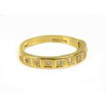 An 18ct yellow gold and diamond half eternity ring, size L 1/2, approx 2.5g.