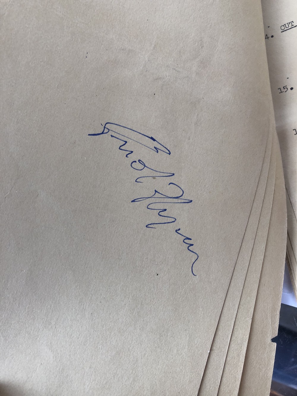 ERROL FLYNN (Australian, 1909-1959); a signed BBC 'In Town Tonight' typed script (back pages - Image 3 of 4
