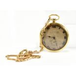 WALTHAM; an 18ct yellow gold crown wind slim open face pocket watch with silvered dial inscribed '