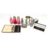 VINER'S LTD; a cased set of six George V hallmarked silver teaspoons and a silver mounted pencil