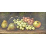 EDWIN STEELE (1803-1871); oil on board, still life depicting pears, grapes and apple, signed lower