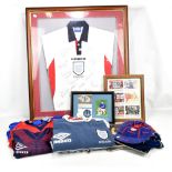 ANDY HINCHCLIFFE; a good England & Everton kit and memorabilia collection including his match issued