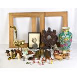 A mixed group of collectors' items to include a brass goose, two picture frames, an Oriental vase,