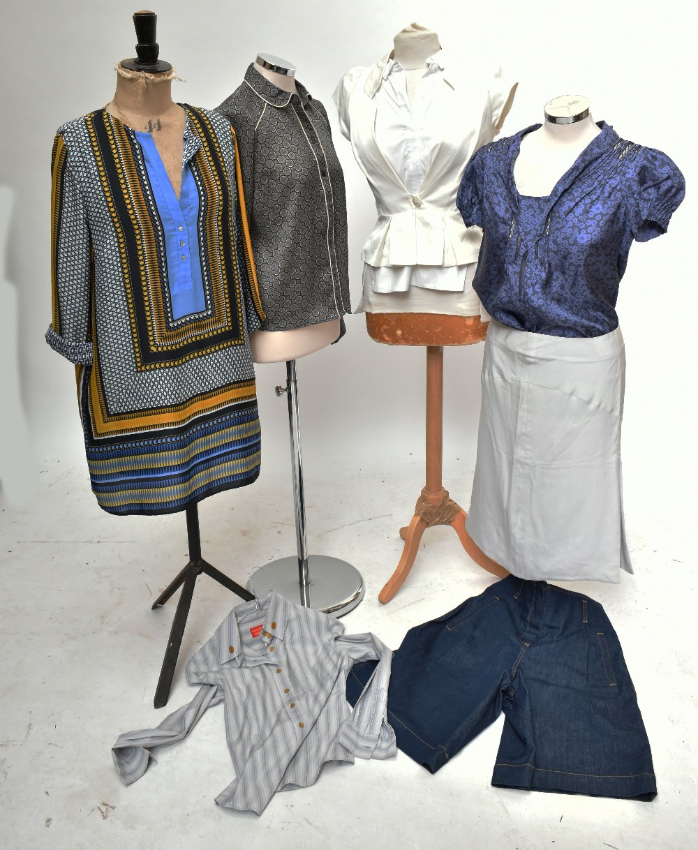 CHLOE; a pair of denim shorts, size US 8, a Vivienne Westward striped shirt, size 1, a Marc Jacobs