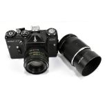 ZENIT; an EM black body camera made for the 1980 Olympic Games, with Helios-44m 2/58 lens, also a