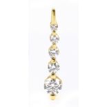 An 18ct yellow gold five stone graduated diamond set pendant, diamond weight approx 0.40cts,