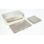 WH MANTON LTD; a George VI hallmarked silver rectangular engine turned cigarette case, engraved