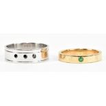 A 14ct white gold wedding band, size U, approx 5.1g, and a 9ct yellow gold wedding band, size R,