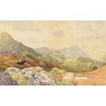 PETER GHENT (1857-1911); watercolour, highland scene with cattle, signed lower left, 23 x 38.3cm,