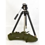 A contemporary in focus bird watching scope with tripod.