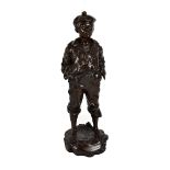 WACLAW BERNARD SZCZEBLEWSKI; a large bronze figure 'whistling cabin-boy' signed and with foundry