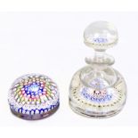 ATTRIBUTED TO WALSH; an Old English Millefiori inkwell and stopper, height 16cm, together with a