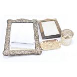 HENRY MATTHEWS; a late Victorian hallmarked silver framed easel back dressing table mirror, with