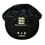 An England vs Scotland 1946-47 Football Association player's cap, size 6 7/8, possibly that of Sir
