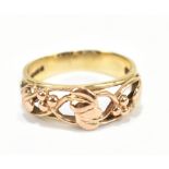 CLOGAU; a 9ct Welsh gold tree of life ring, size S, approx 4.5g.