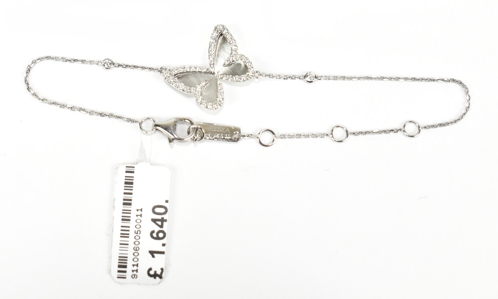 MESSIKA OF PARIS; an 18ct white gold diamond set butterfly bracelet, length 17cm.