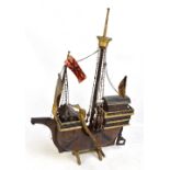 An Indian model of a masted ship, height 71cm.