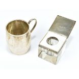 THOMAS BRADBURY & SON; a George V hallmarked silver barrel form mug, Sheffield 1919, approx weight