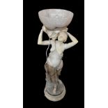 P CONTI; an early 20th century Italian white marble and alabaster figural lamp modelled as a
