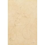 EDWARD WOLFE RA (1897-1982); ink sketch, 'Drawing a Young Girl', signed lower right, with paper