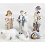 LLADRO; six figurines including 'Spring', 'Wedding', 'Duckling', 'Polar Bear', etc.