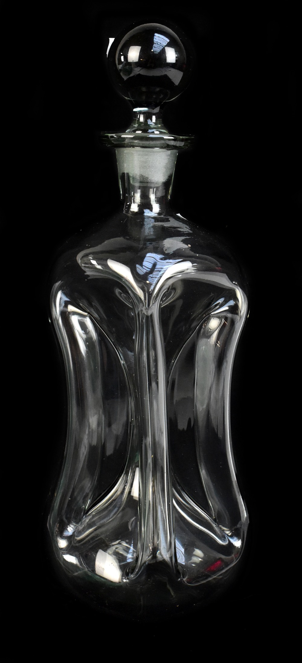 HOLMEGAARD; a 'Kluk Kluk' smoked grey/pewter glass decanter, height including stopper 31.9cm.